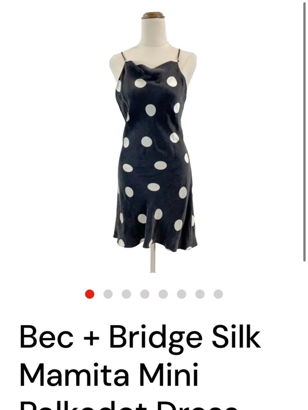 bec + bridge Black and White Polka Dot Silk Slip Dress